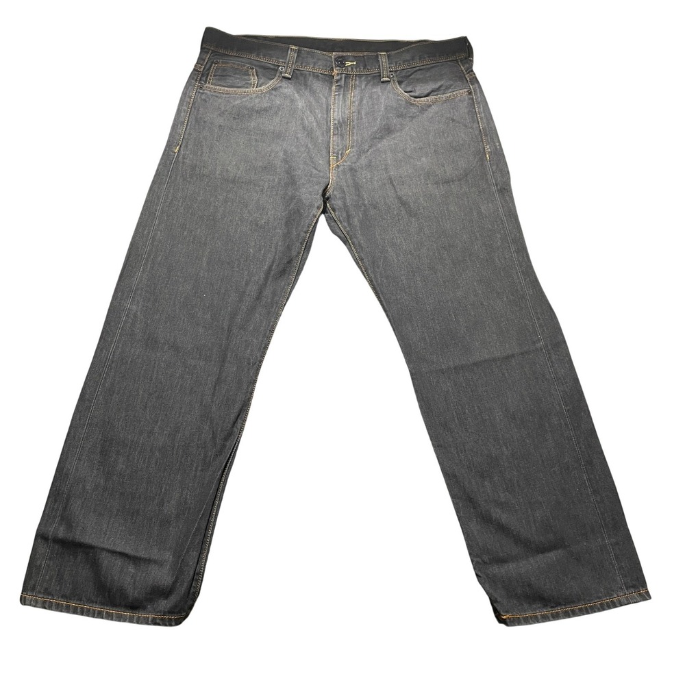 Levis 569 Loose Straight Jeans Mens 38x30 Dark Wash Gray Denim Flap Pocket